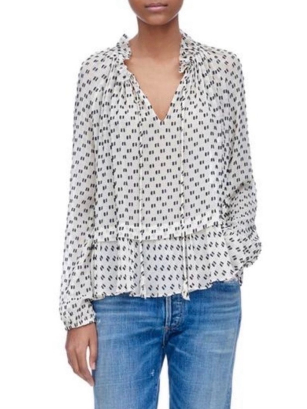 Rebecca Taylor | Ivory and Black Box Clip Blouse, 2